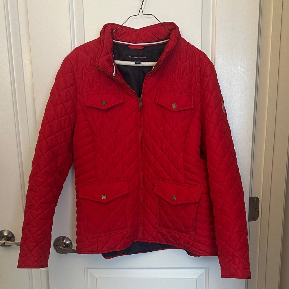 Tommy Hilfiger Red Quilted Puffer Jacket New, Never Worn